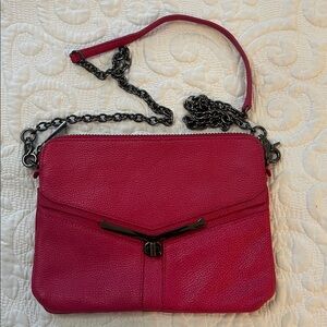 Botkier Valentina Hot Pink Pebbled Leather Convertible Crossbody Clutch Bag